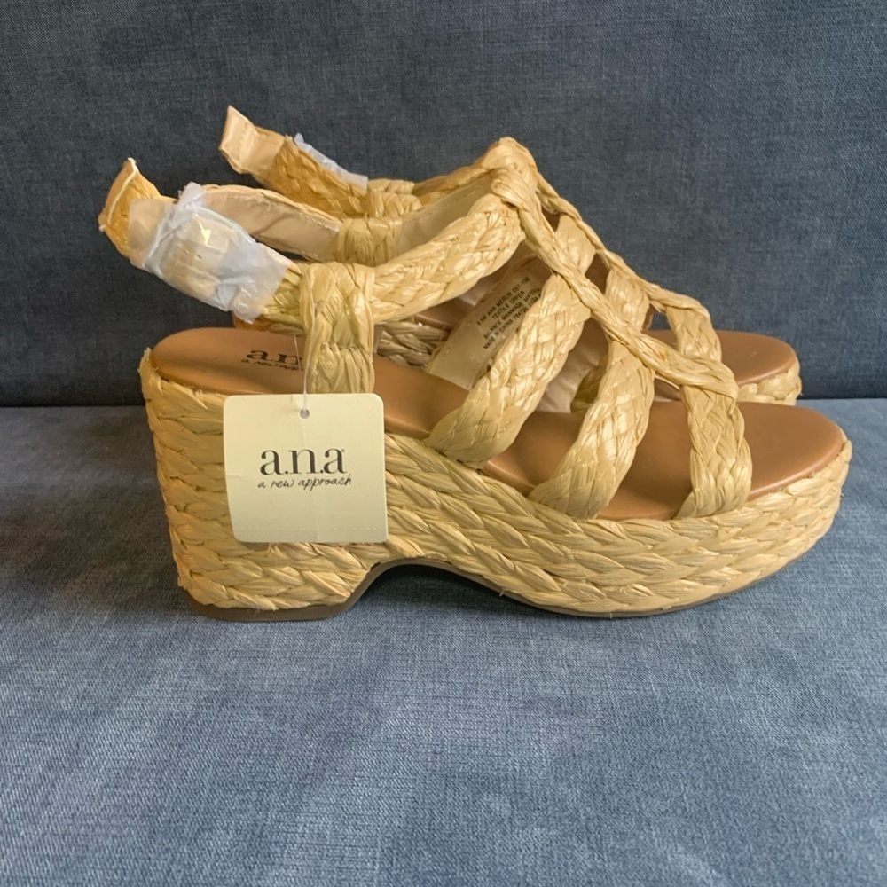 ana Womens Merlin Wedge Sandal 8.5M Ankle Strap Espadrille Open Toe Summer New - Picture 2 of 9